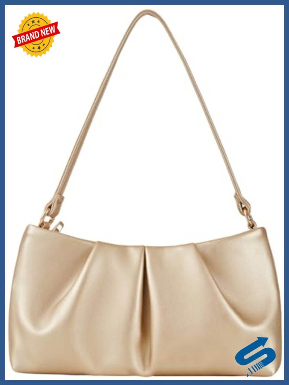 PU Leather Ruched Clutch Purse Detachable Double Shoulder Straps Crossbody Bag